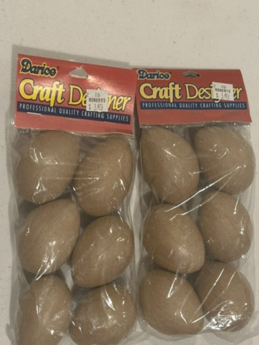 NEW Darice Craft Designer Paper Mache Eggs 2 1/2" Set of SIX (6)-Two Packs